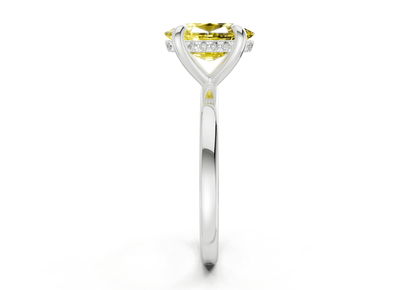Solstice Yellow Diamond Solitaire Elongated Cushion Cut 2mm Engagement Ring