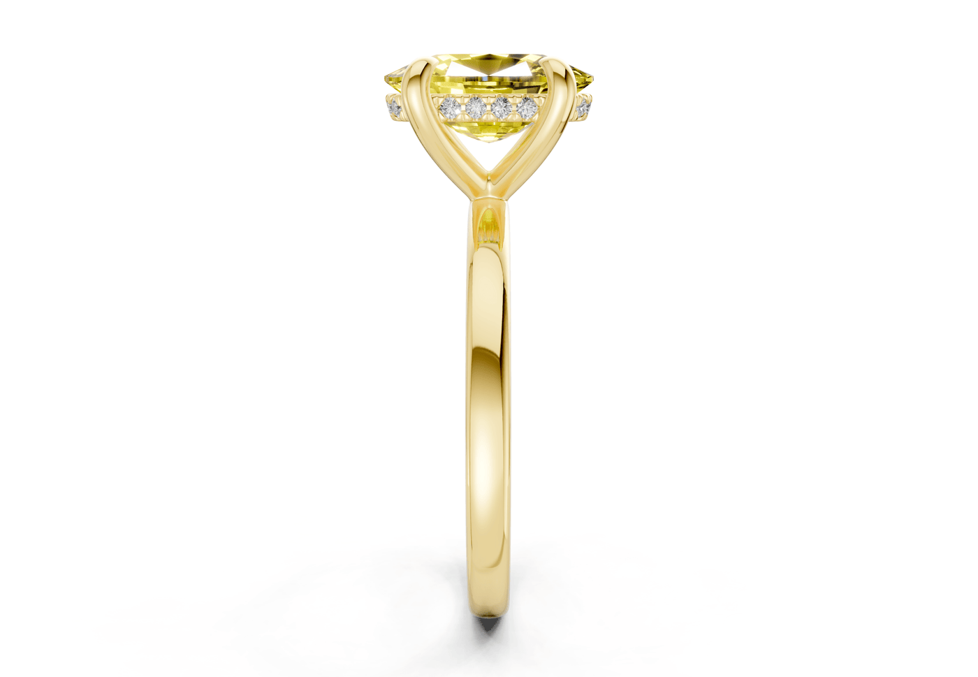 Solstice Yellow Diamond Solitaire Elongated Cushion Cut 2mm Engagement Ring