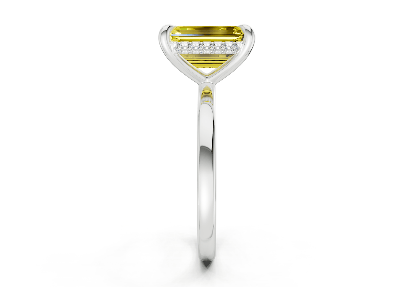 Solstice Yellow Diamond Solitaire Emerald Cut 1.8mm Engagement Ring
