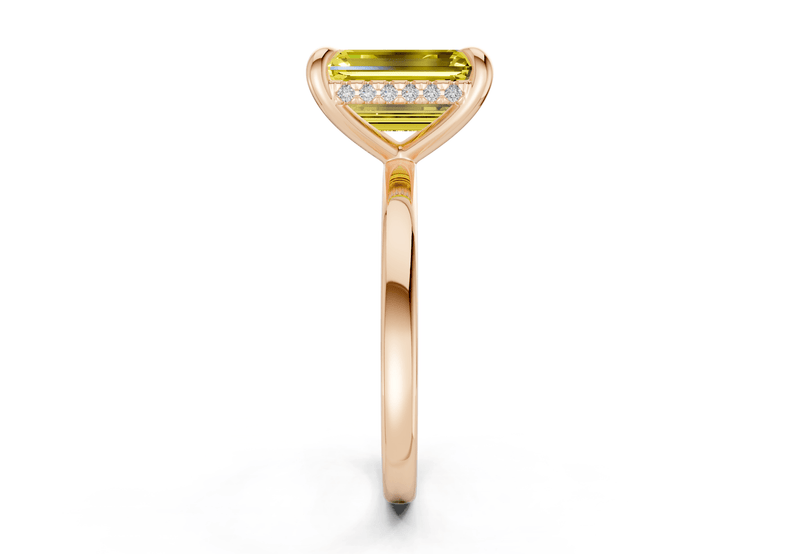Solstice Yellow Diamond Solitaire Emerald Cut 2.3mm Engagement Ring - Ring Premier