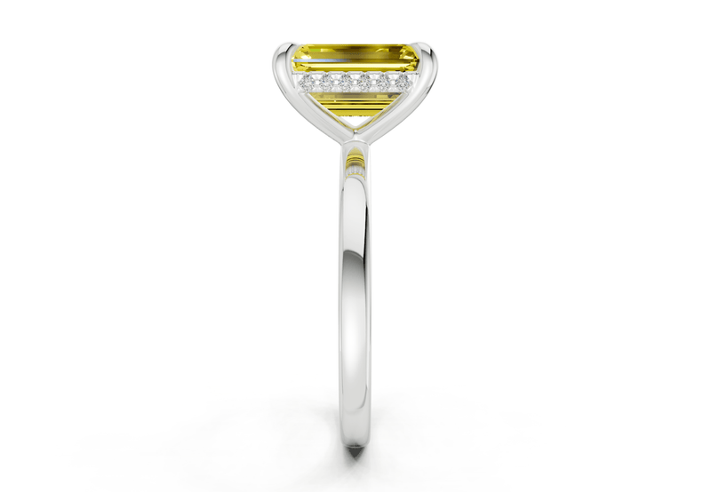 Solstice Yellow Diamond Solitaire Emerald Cut 2mm Engagement Ring - Ring Premier