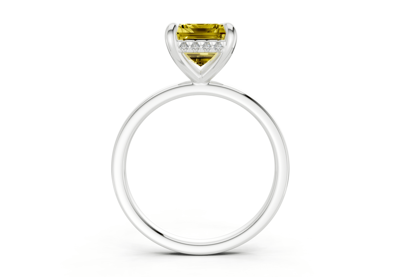 Solstice Yellow Diamond Solitaire Emerald Cut 2mm Engagement Ring