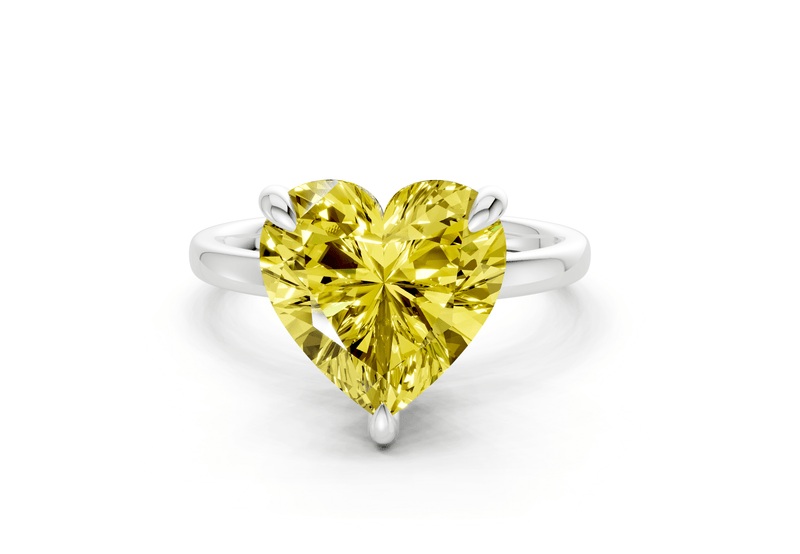Solstice Yellow Diamond Solitaire Heart Cut 2.3mm Engagement Ring - Ring Premier