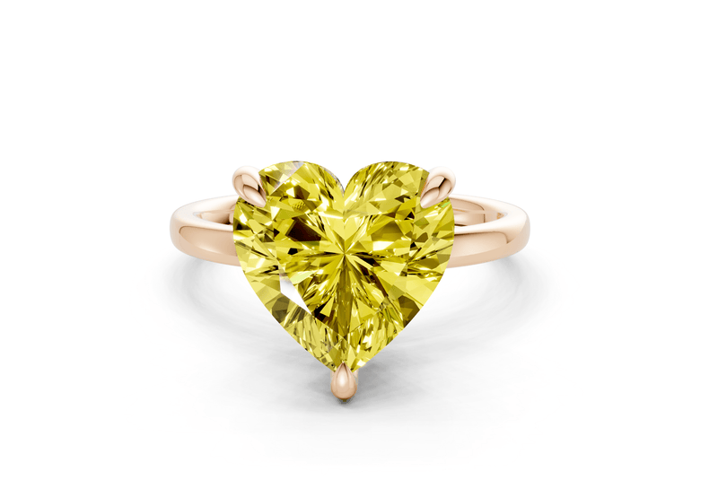 Solstice Yellow Diamond Solitaire Heart Cut 2.3mm Engagement Ring - Ring Premier