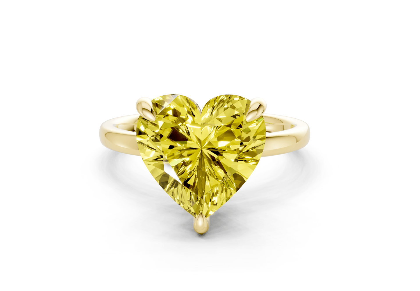Solstice Yellow Diamond Solitaire Heart Cut 2.3mm Engagement Ring - Ring Premier
