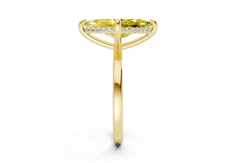 Solstice Yellow Diamond Solitaire Marquise Cut 1.8mm Engagement Ring - Ring Premier