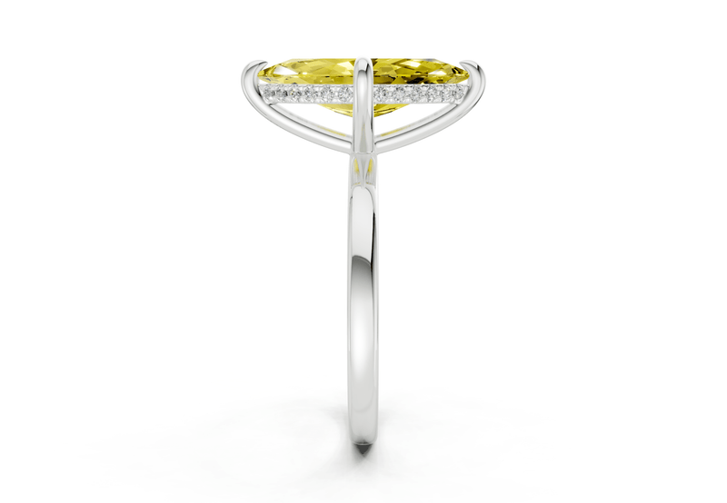 Solstice Yellow Diamond Solitaire Marquise Cut 2.3mm Engagement Ring - Ring Premier