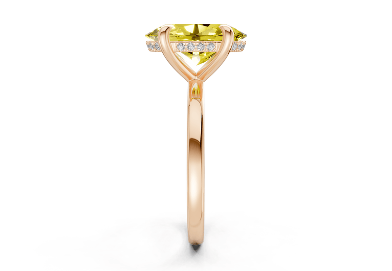 Solstice Yellow Diamond Solitaire Oval Cut 1.8mm Engagement Ring - Ring Premier
