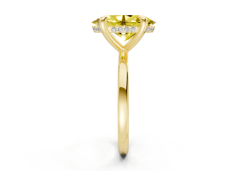 Solstice Yellow Diamond Solitaire Oval Cut 1.8mm Engagement Ring - Ring Premier