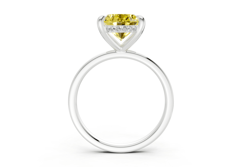 Solstice Yellow Diamond Solitaire Oval Cut 1.8mm Engagement Ring - Ring Premier