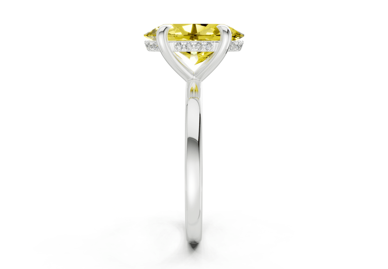 Solstice Yellow Diamond Solitaire Oval Cut 1.8mm Engagement Ring - Ring Premier