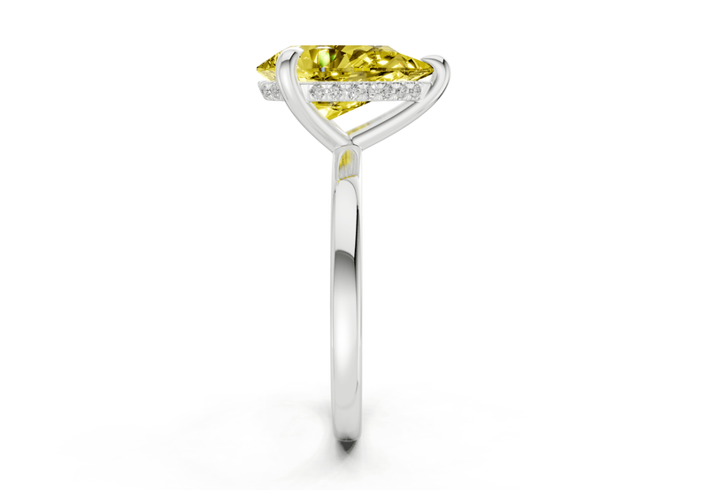 Solstice Yellow Diamond Solitaire Pear Cut 1.8mm Engagement Ring - Ring Premier