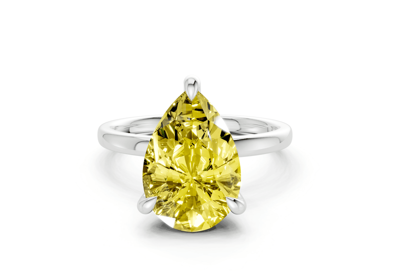 Solstice Yellow Diamond Solitaire Pear Cut 1.8mm Engagement Ring - Ring Premier