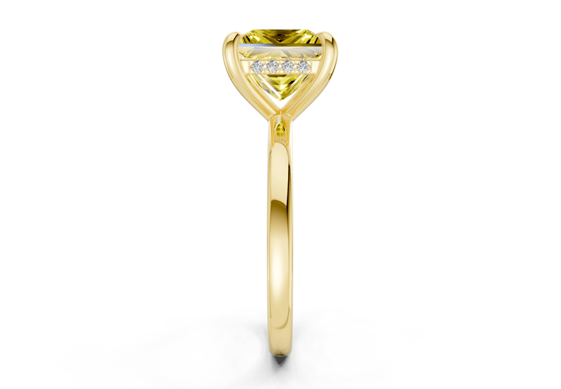 Solstice Yellow Diamond Solitaire Princess Cut 2.3mm Engagement Ring - Ring Premier