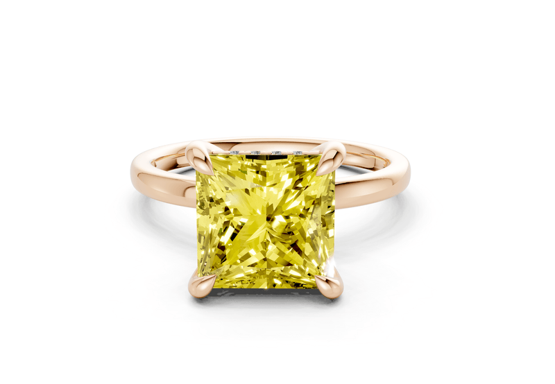 Solstice Yellow Diamond Solitaire Princess Cut 2mm Engagement Ring - Ring Premier