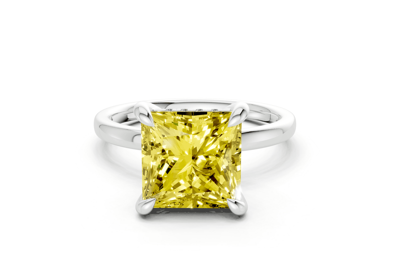 Solstice Yellow Diamond Solitaire Princess Cut 2mm Engagement Ring - Ring Premier