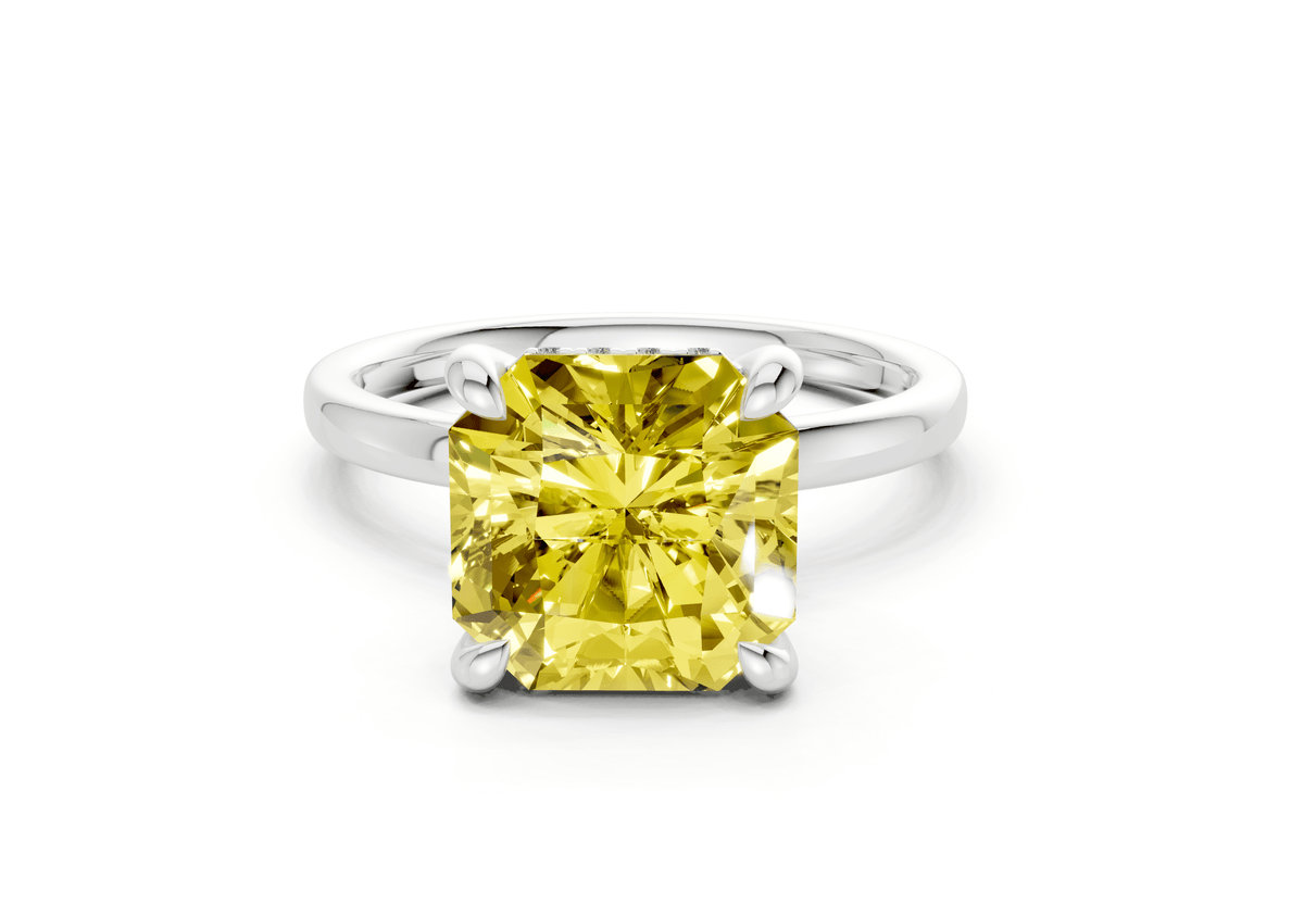Solstice Yellow Diamond Solitaire Radiant Squareuare Cut 2mm Engagement Ring