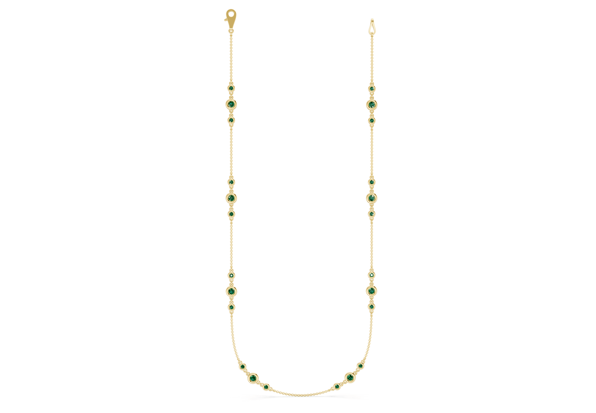 Trio Emerald Gemstone Stationed Necklace 1½ Carat Total Wt.