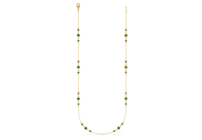 Trio Emerald Gemstone Stationed Necklace 1½ Carat Total Wt.