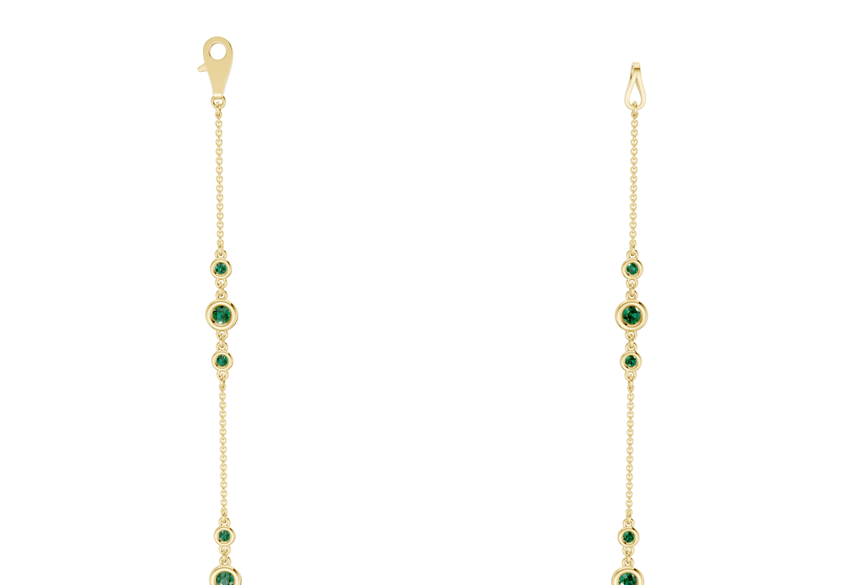 Trio Emerald Gemstone Stationed Necklace 1½ Carat Total Wt.