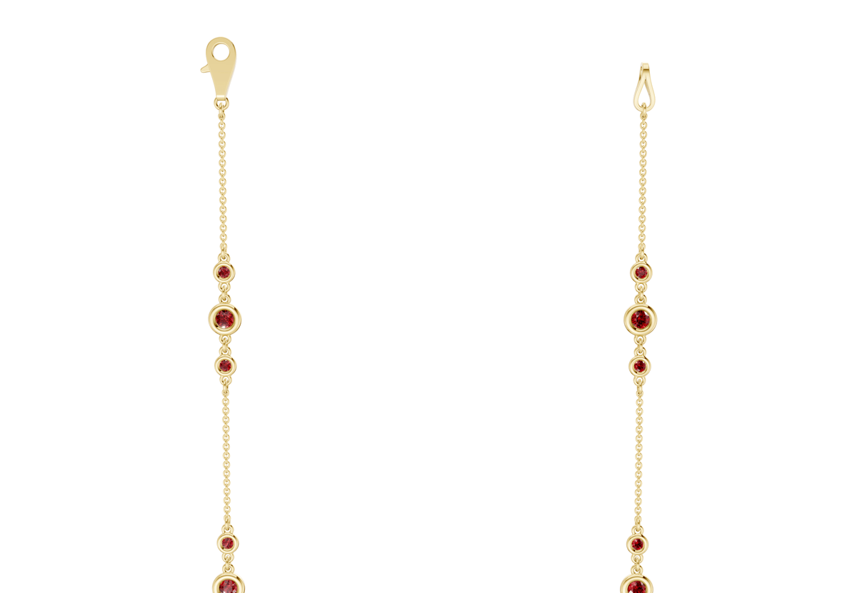Trio Ruby Gemstone Stationed Necklace 1½ Carat Total Wt.