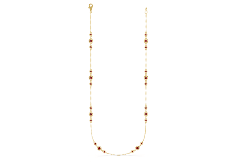 Trio Ruby Gemstone Stationed Necklace 1½ Carat Total Wt. - Ring Premier