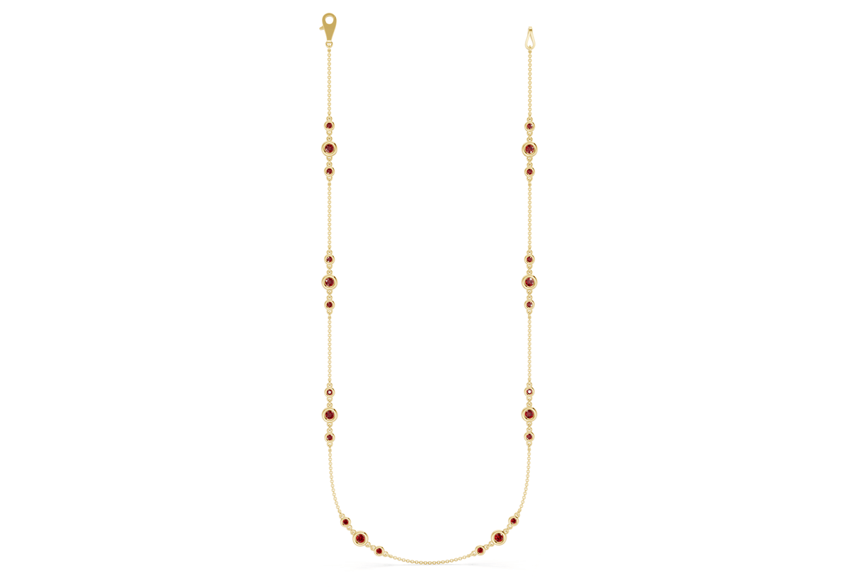 Trio Ruby Gemstone Stationed Necklace 1½ Carat Total Wt.