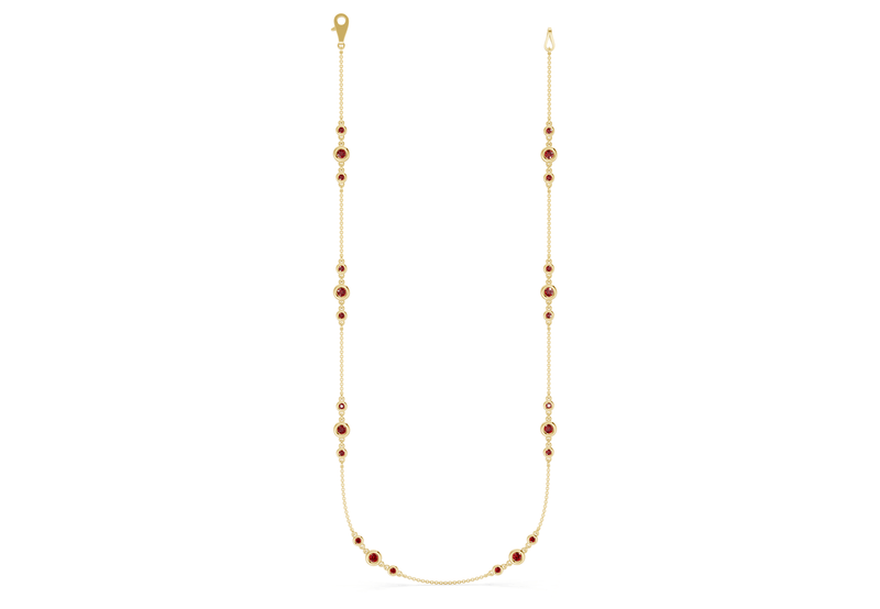 Trio Ruby Gemstone Stationed Necklace 1½ Carat Total Wt.