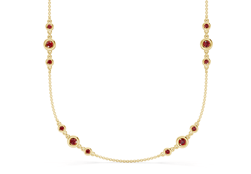 Trio Ruby Gemstone Stationed Necklace 1½ Carat Total Wt. - Ring Premier
