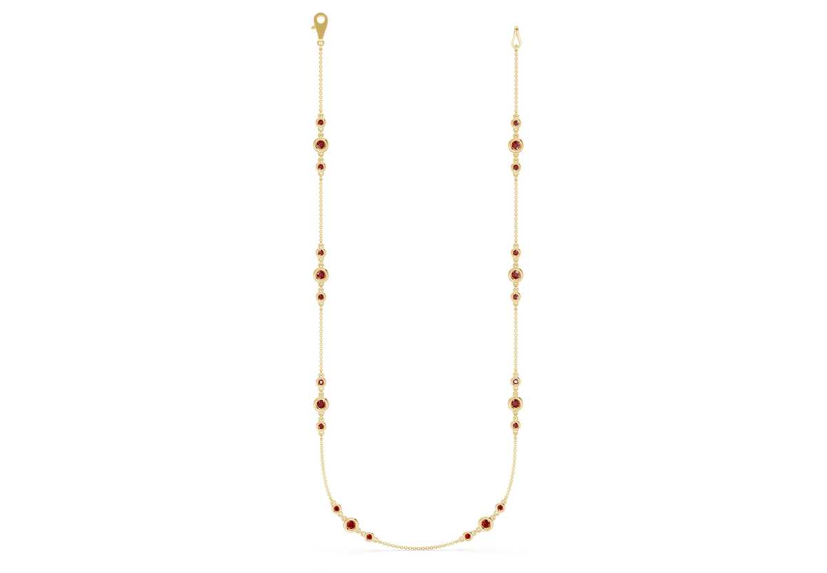 Trio Ruby Gemstone Stationed Necklace 1½ Carat Total Wt.