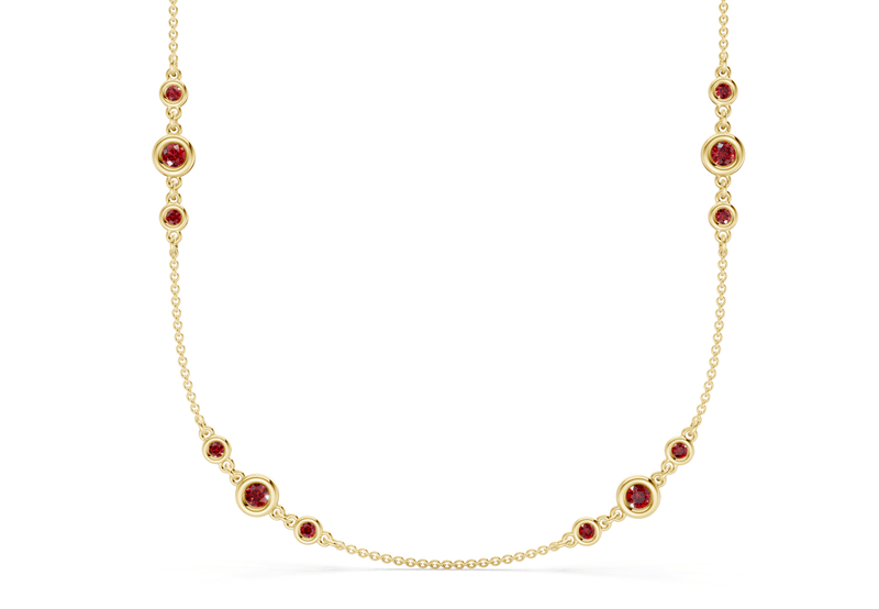 Trio Ruby Gemstone Stationed Necklace 1½ Carat Total Wt.