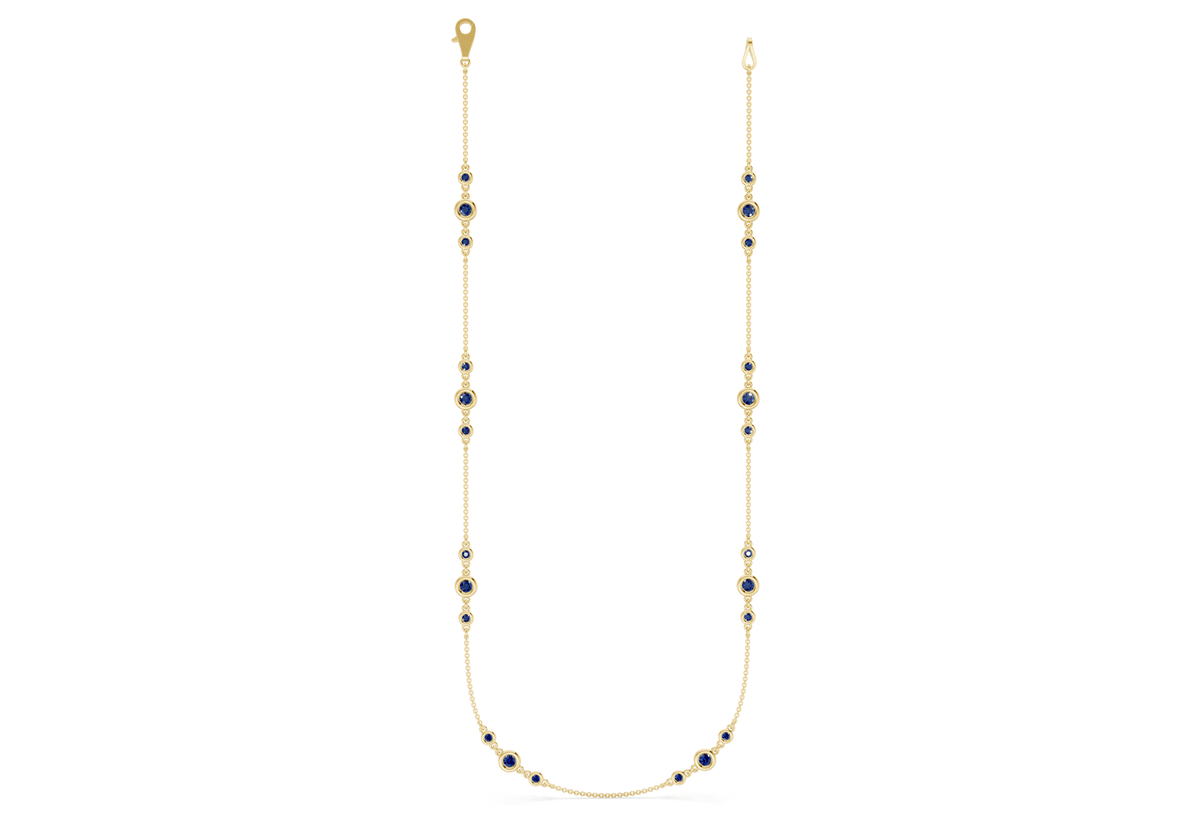 Trio Sapphire Gemstone Stationed Necklace 1½ Carat Total Wt.