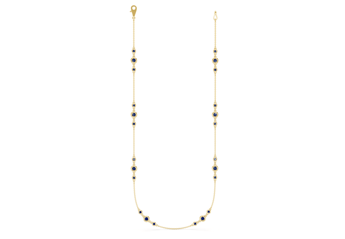 Trio Sapphire Gemstone Stationed Necklace 1½ Carat Total Wt.