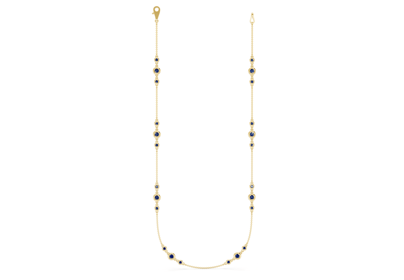 Trio Sapphire Gemstone Stationed Necklace 1½ Carat Total Wt.
