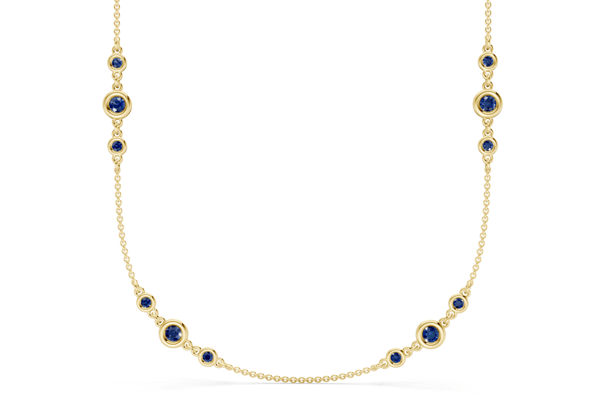 Trio Sapphire Gemstone Stationed Necklace 1½ Carat Total Wt.