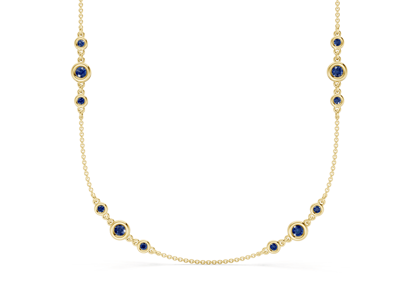 Trio Sapphire Gemstone Stationed Necklace 1½ Carat Total Wt. - Ring Premier